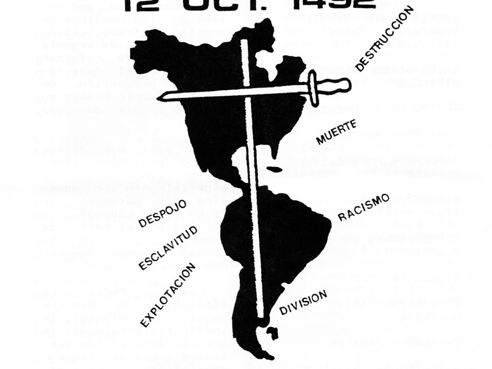 Dibujo sobre el 12 de octubre por Folilche Aflaiai 1986
